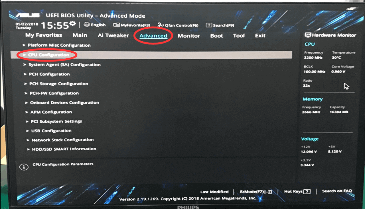 进入到advanced界面 进入到advanced界面