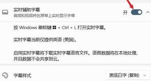 开启实时辅助字幕 开启实时辅助字幕