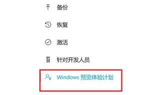 点击Windows预览体验计划 点击Windows预览体验计划